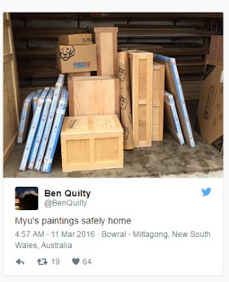 "Myu's paintings safely and finally back in Australia." "Myu's paintings safely and finally back in Australia."