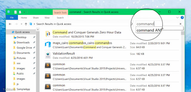 tim kiem trong win 10