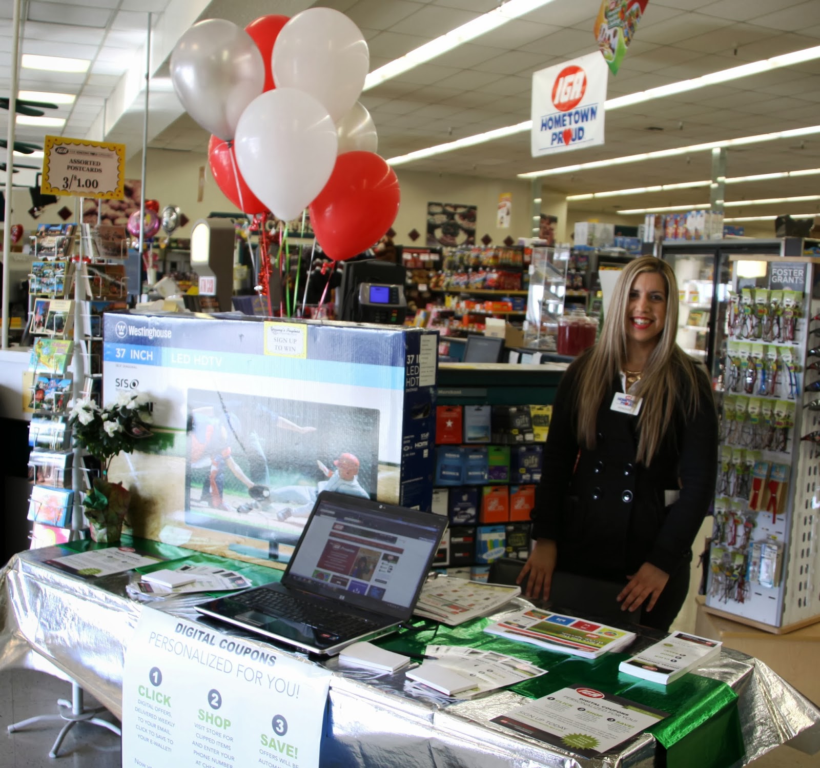 Vanessa at the information station in Payless IGA Copperopolis