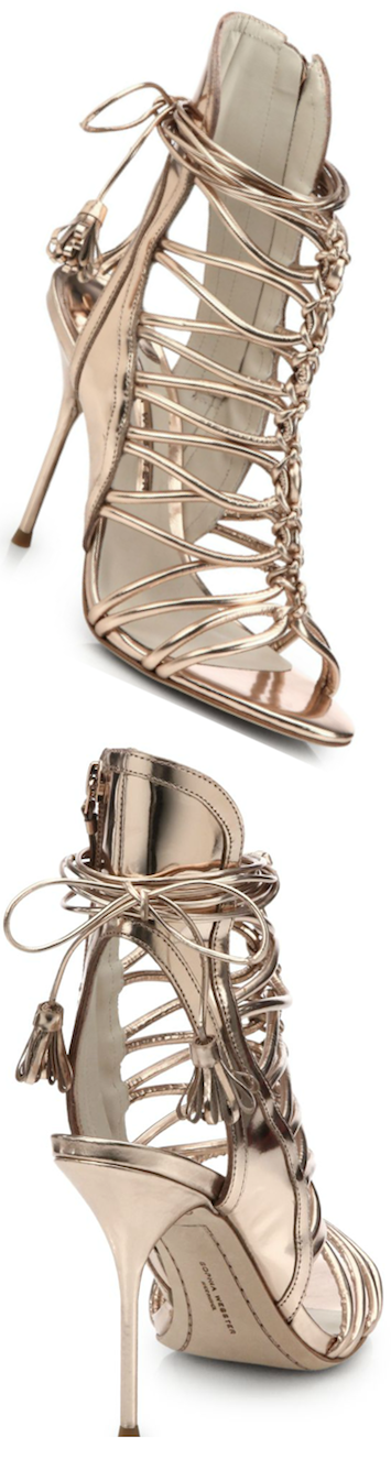 Sophia Webster Lacey Strappy Metallic Sandal rose gold