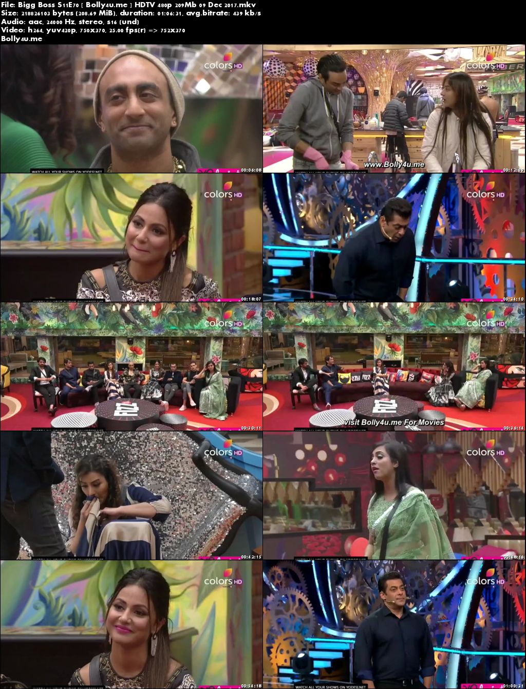 Bigg Boss S11E70 HDTV 480p 200Mb 09 Dec 2017 Download