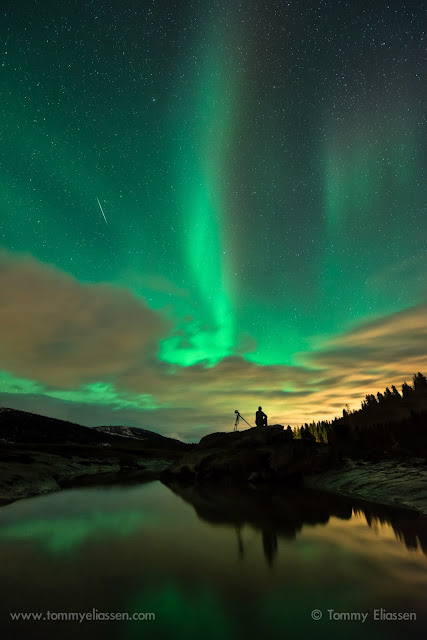 Meteoro Quadrantídeo registrado em 2014 junto com auroras boreais - Tommy Eliassen Photography