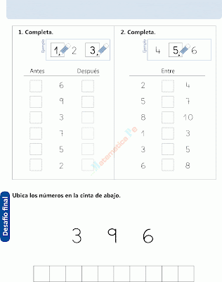 Resultado de imagen de ordenar numeros del 1 al 10