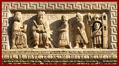 King Herod on his Throne Fidenza Cathedral Facade Duomo Facciata