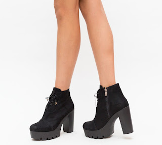 Botine casual de zi de iarna cu toc gros negre piele intoarsa ieftine Botine casual de zi de iarna cu toc gros negre piele intoarsa ieftine