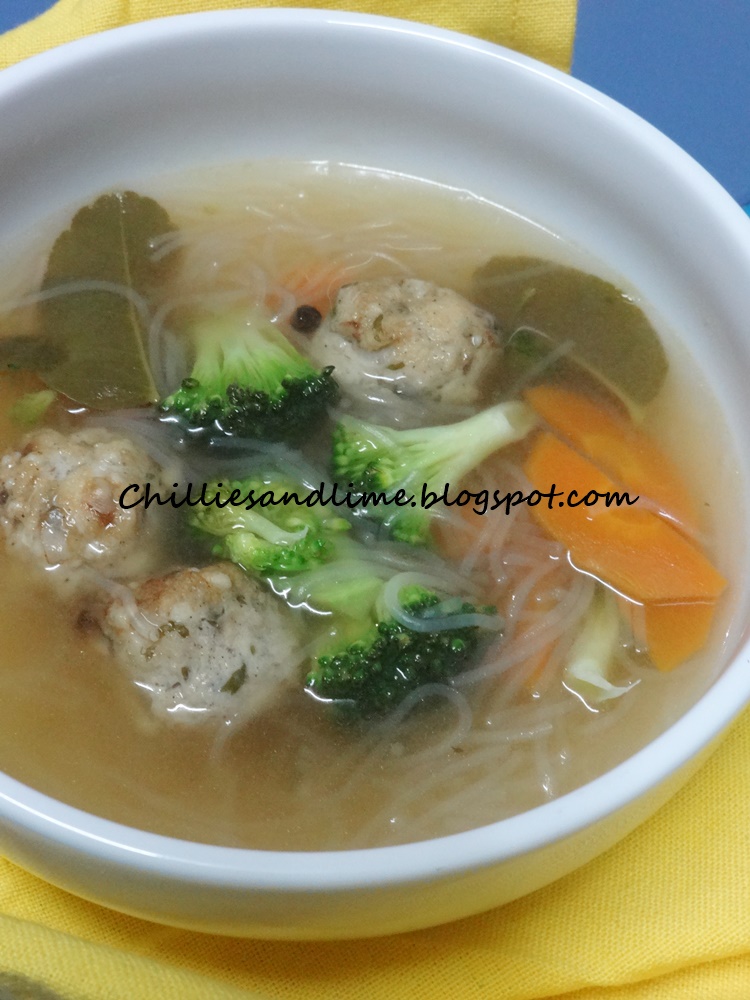 Chillies And Lime Chicken Meatball And Noodle Soup