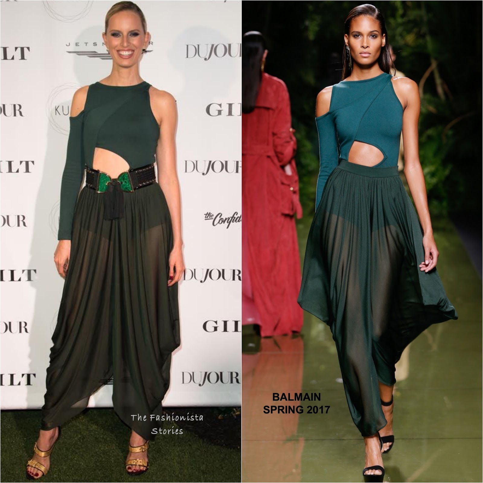Karolina Kurkova in Balmain at The DuJour Media, Gilt & JetSmarter Party