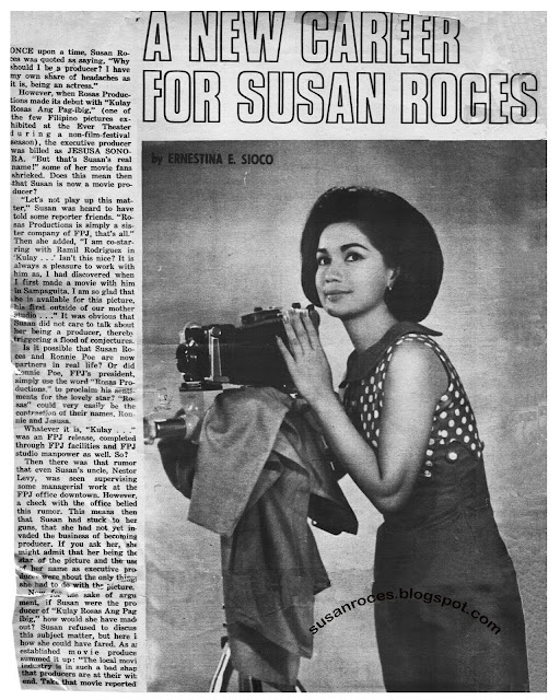 SUSAN ROCES: A NEW CAREER FOR SUSAN ROCES (by Ernestina E. Sioco, 1968)