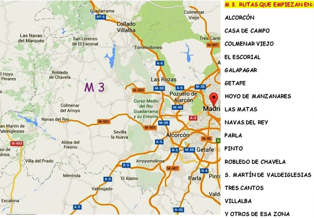 sendergran madrid M 3. Rutas del