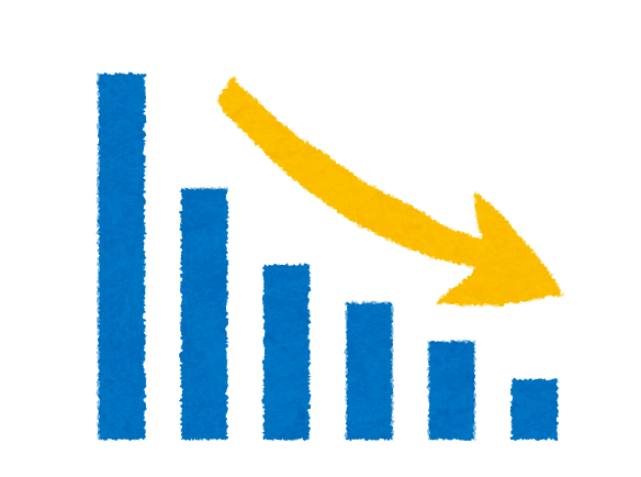 ビジネスのイラスト 業績ダウン 右肩下がりのグラフ かわいいフリー素材集 いらすとや