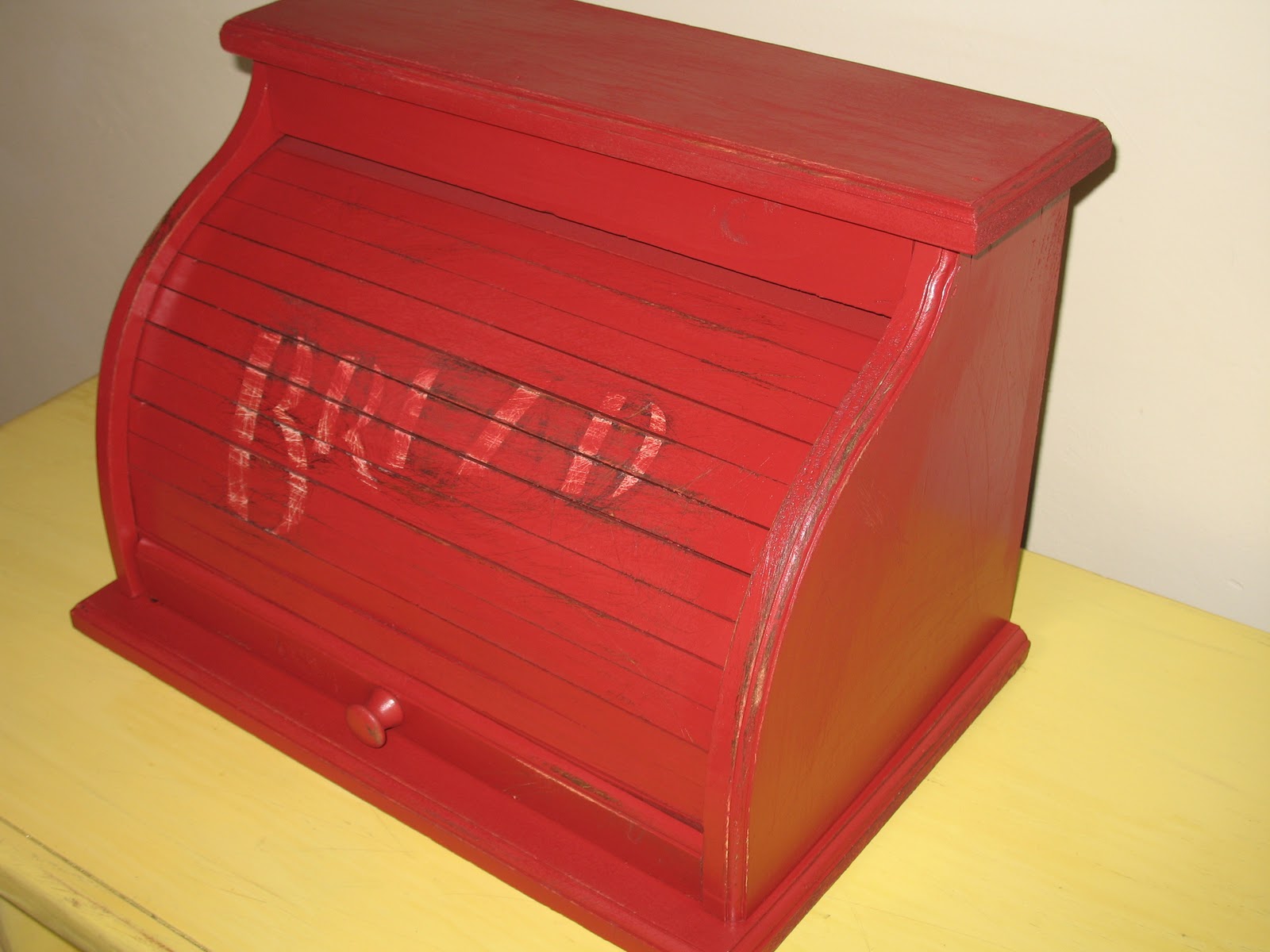 shabby and chic Red Bread Box