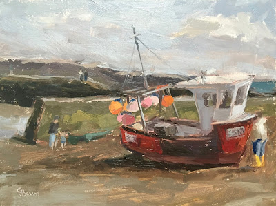 #89 ‘Fishing Boat, Staithes Harbour’ 7×9.5″