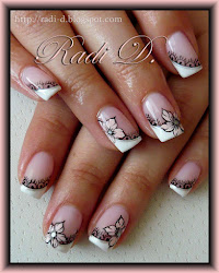 diagonal french lace flowers nails
