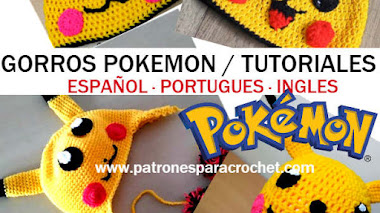 Gorros Pokemon para Tejer al Crochet / Tutoriales en Español - Portugues - Ingles