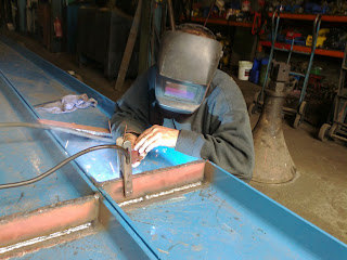 Ian working on Houghwell Burn bridge girders