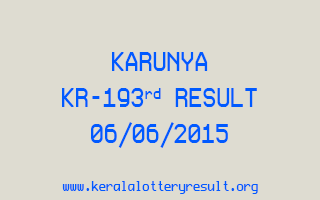 Karunya KR 193 Lottery Result 6-6-2015