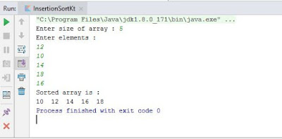 Insertion Sort Algorithm Program in Kotlin - Output