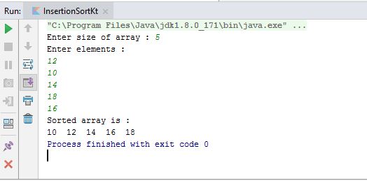 Insertion Sort Algorithm Program in Kotlin