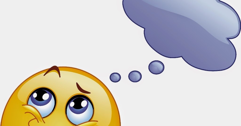 Думающий смайлик на прозрачном фоне для презентаций