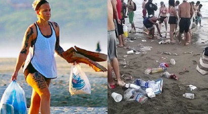 Turistas extranjeros ponen el ejemplo y recogen basura en playas de Puerto Escondido