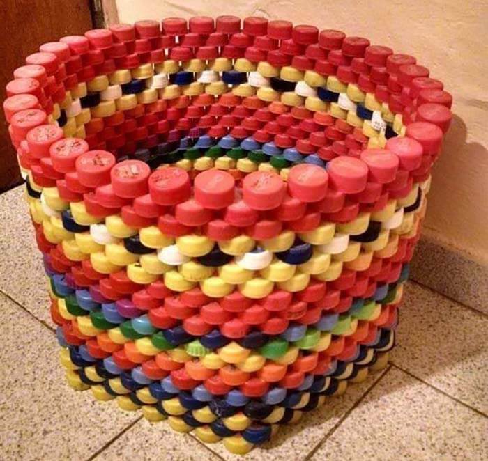 plastik şişe kapaklarından sepet yapımı plastik şişe kapaklarından sepet yapımı