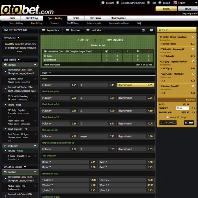 Otobet Live Betting Otobet Screen