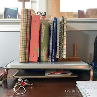 DIY copper and wood plant stand, laptop shelf - easy cheap inexpensive project