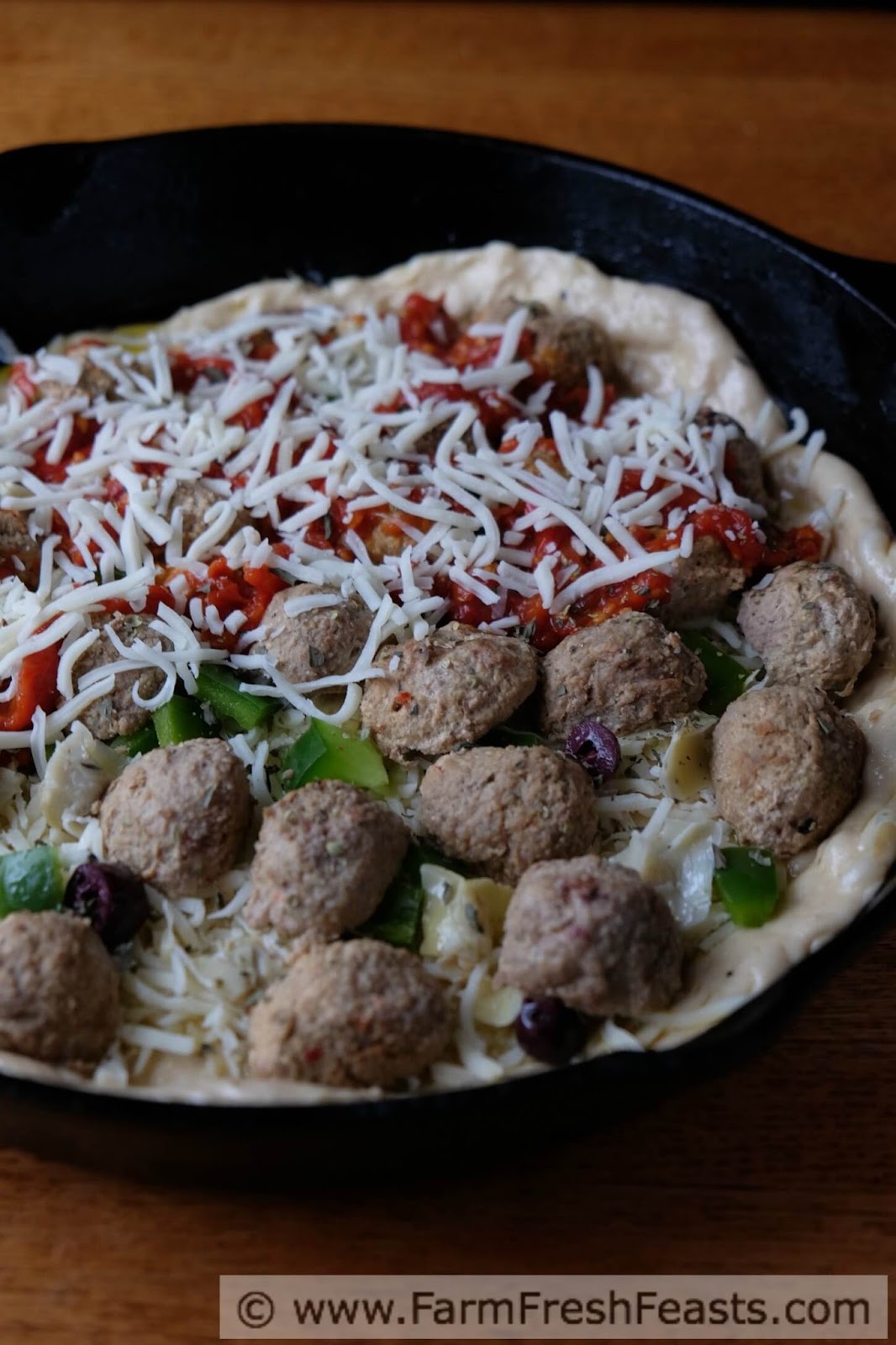 Farm Fresh Feasts Deep Dish Meatball Pizza