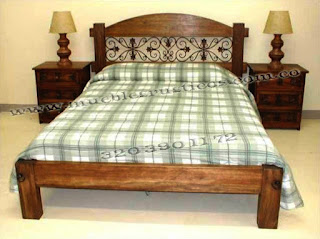 muebles rusticos : cama en madera muebles rusticos