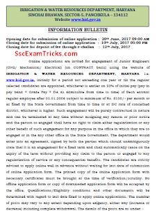 Haryana Irrigation JE Recruitment 2017