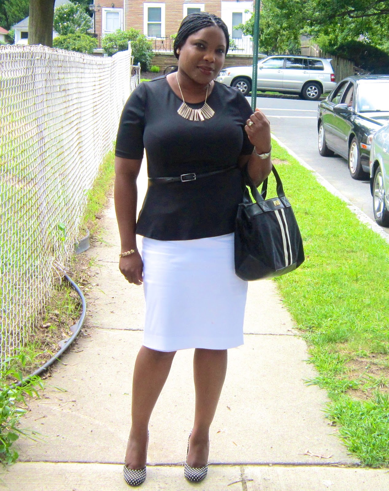 Beauty Style Growth: Black Peplum and White Pencil Skirt