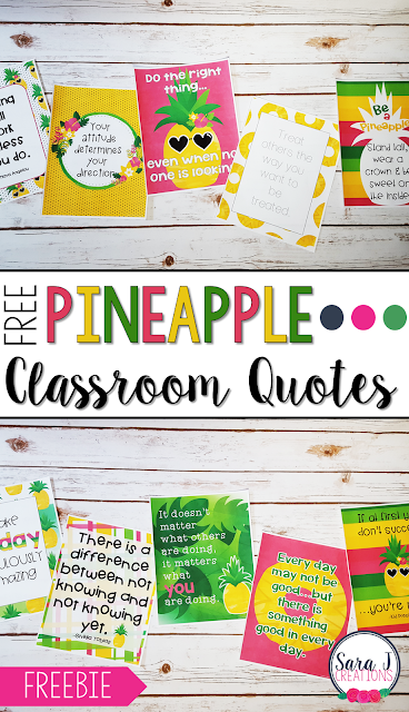 10 FREE Pineapple themed classroom quotes to decorate your classroom and motivate your students.