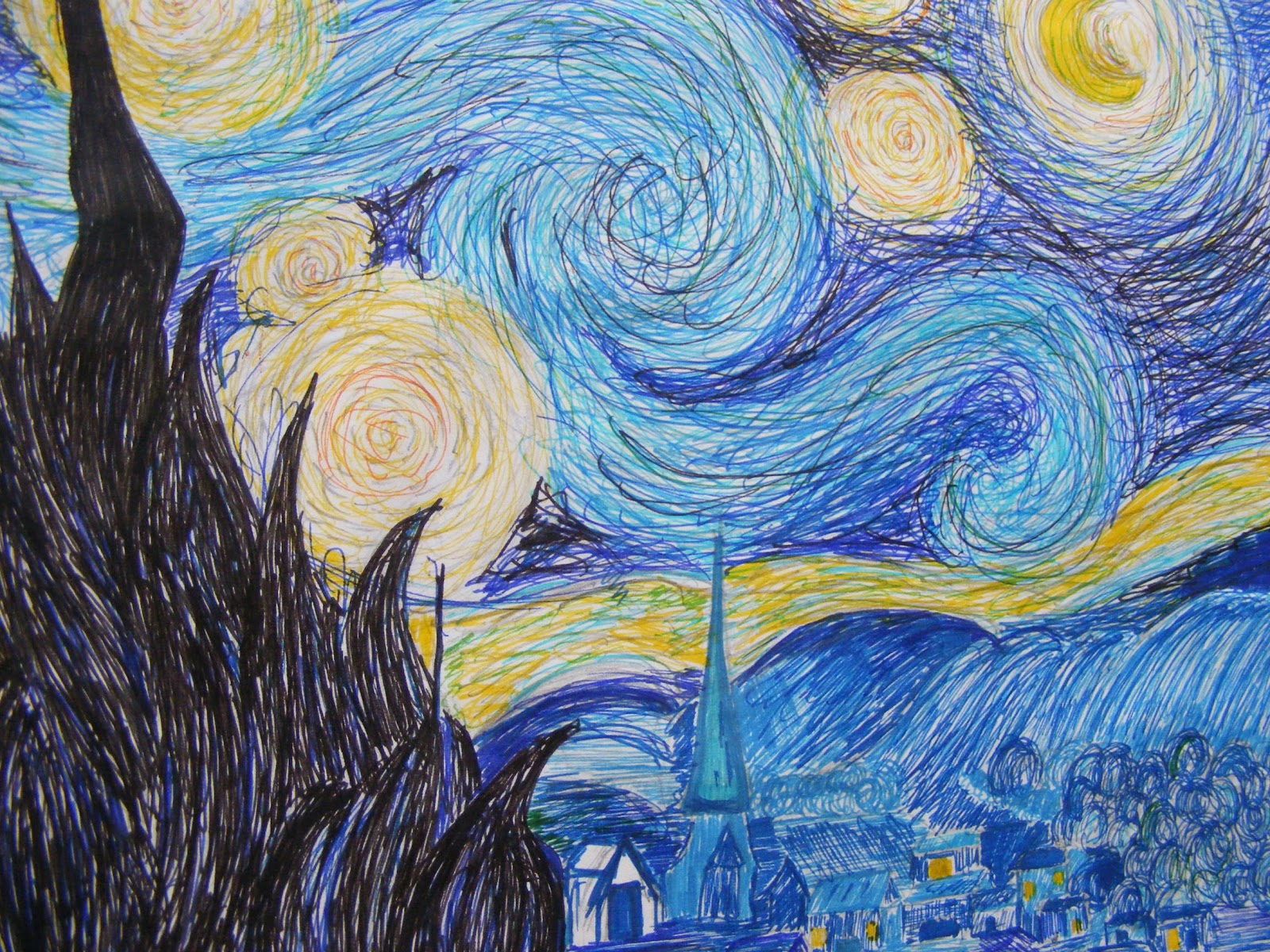 рисуем картину ван гога. ван гог рисует звездную ночь. звездная ночь ван гога схематично. набросок картины ван гога звездная ночь. интерпретация картины ван гога звездная ночь.