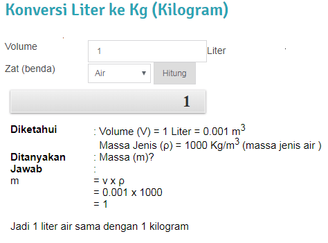 1 Liter Berapa Kg Berikut Jawaban Dan Penjelasannya