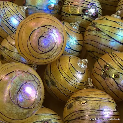 blown-glass ball ornaments at Lindsay Art Glass in Benicia, California