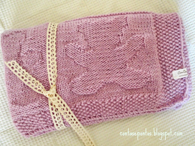 manta de bebe em tricot ursos