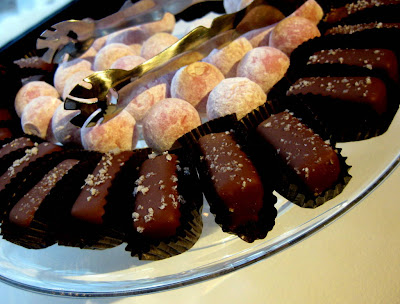 Chocolicious Caramels (outer ring) and Chocolate Cheers Truffles (inner ring) at The Bendel Snack Bar at Henri Bendel in New York, NY - Photo by Taste As You Go