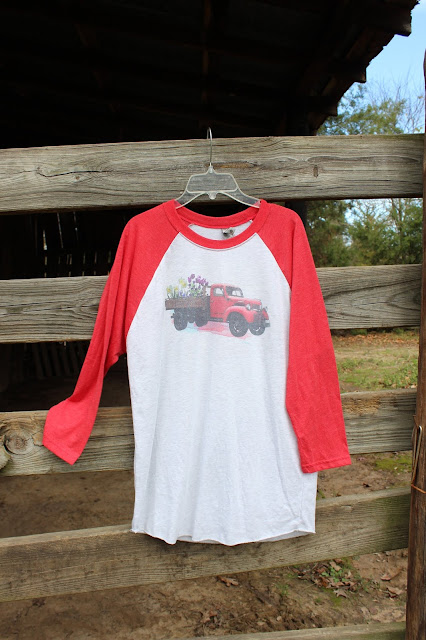 vintage t shirt with truck and flowers