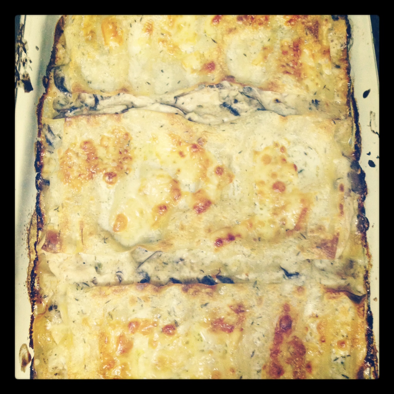 Records & Grammar Gruyère, Cremini Mushroom, and Roasted Chicken Lasagna