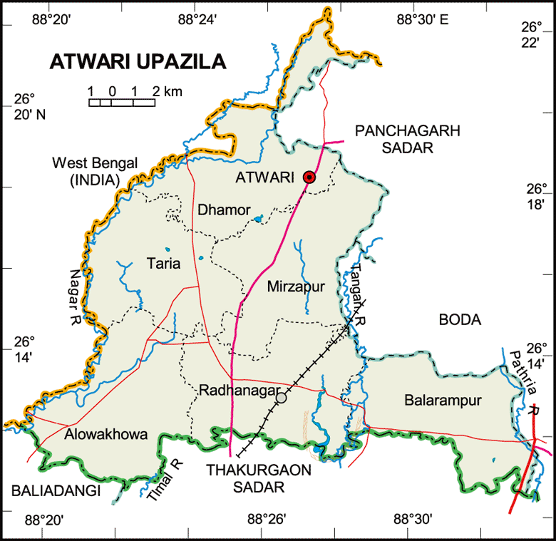 Atwari Upazila Map Panchagarh District Bangladesh