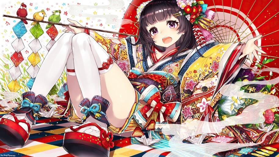 Cute, Anime, Girl, Kimono, 4K, #6.1005