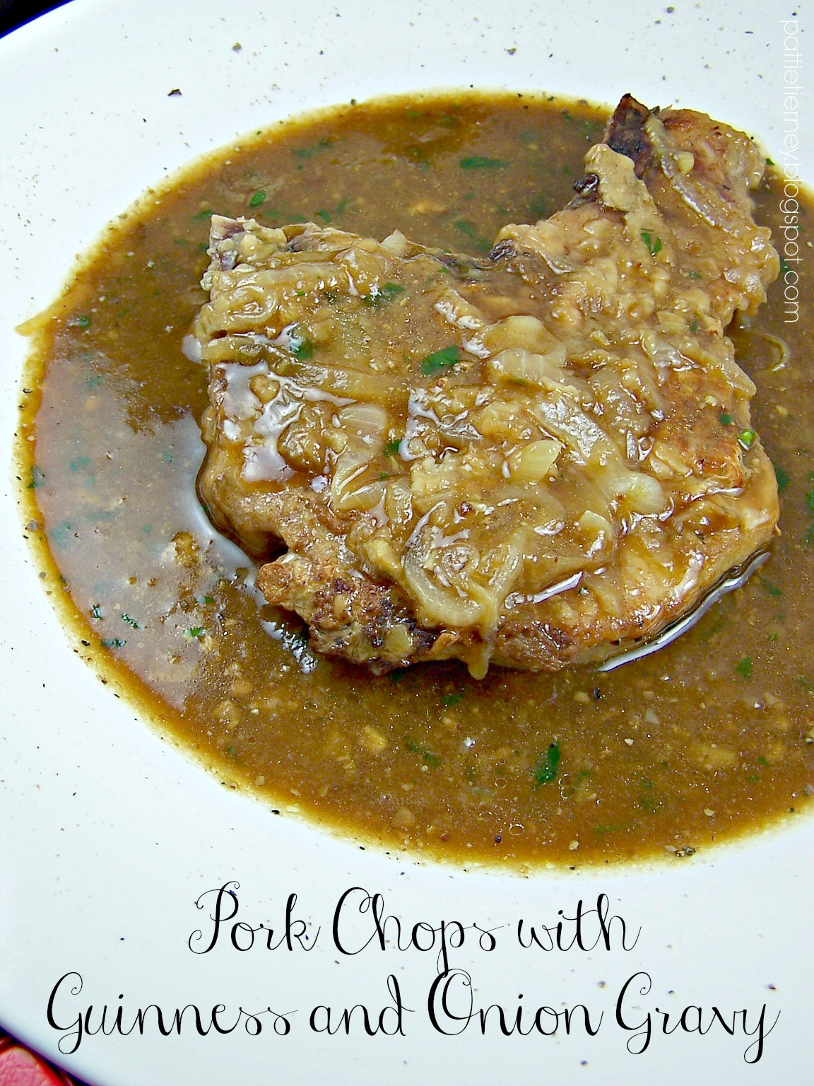 OllaPodrida Pork Chops with Guinness and Onion Gravy