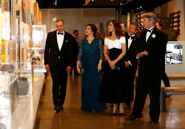 Crown Princess Mary wore Preen by Thornton Bregazzi Virginia Dress and Princess Mary carried Sergio Rossi black clutch, Gianvito Rossi shoes