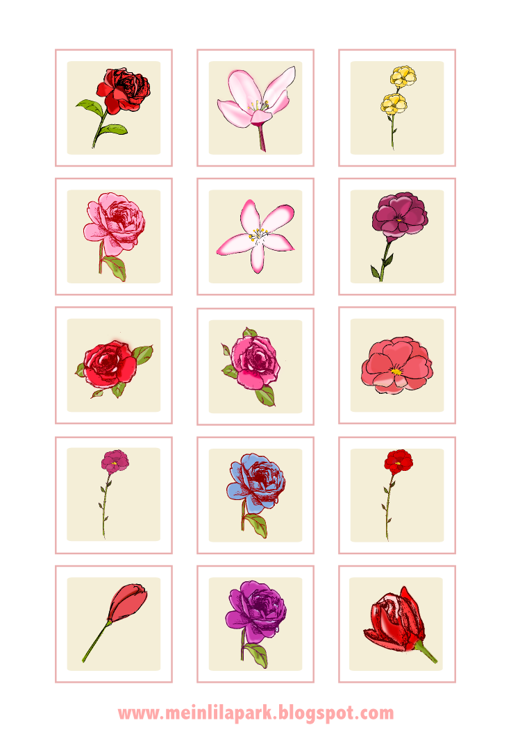 Free Printable Faux Vintage Flower Stickers Blumen DIY Sticker Freebie