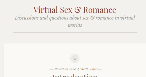 New Blog Devoted To Virtual Sex And Romance ~ The Sl Enquirer