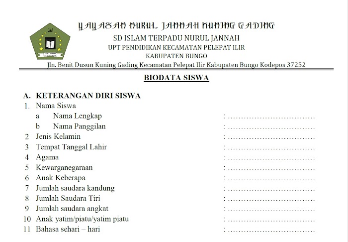 Formulir Pendaftaran Siswa Baru Tahun 2017