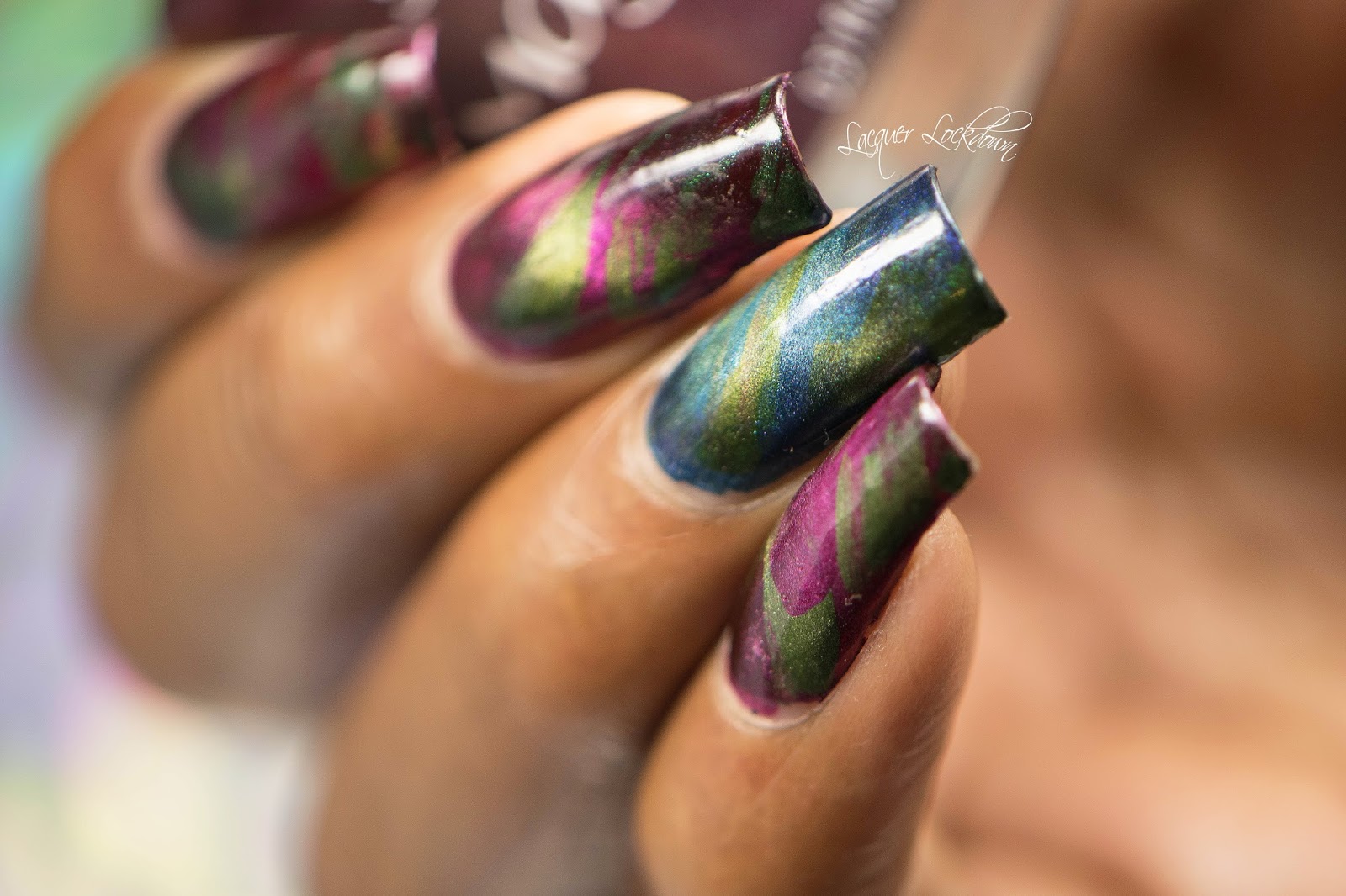 Lacquer Lockdown Rasberries Greeens Golds Magnetic Fl Nail Lacquer Lockdown Magnetic Mani Masura Polish Chez Delaney Cd