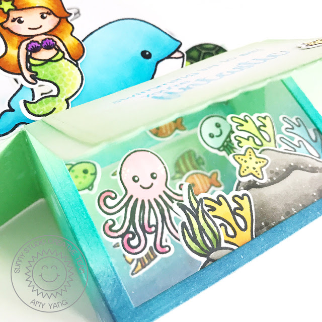 Sunny Studio Stamps: Oceans Of Joy & Magical Mermaids Pop-Up Box Card by Amy Yang