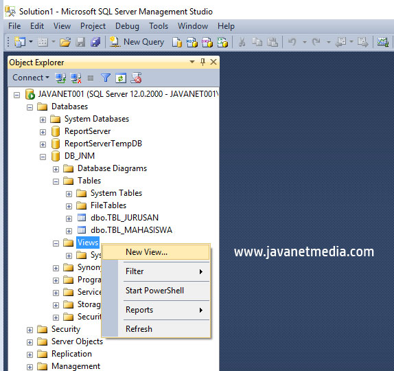 Cara Membuat Table View Pada Sql Server Jnm Javanet Media
