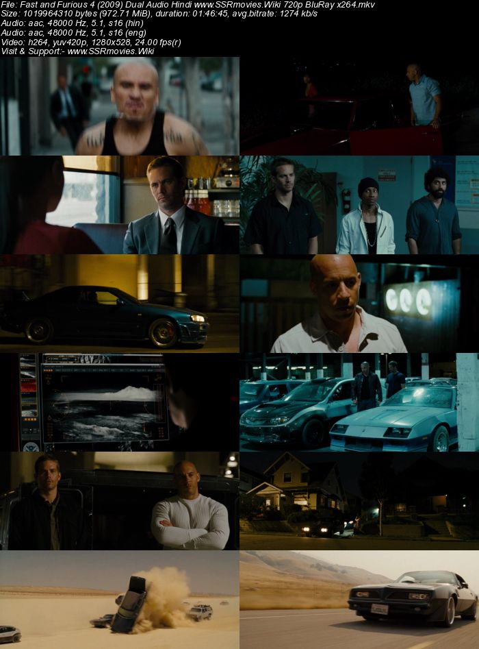 Fast and Furious 4 (2009) Dual Audio Hindi 480p BluRay 300MB Movie Download